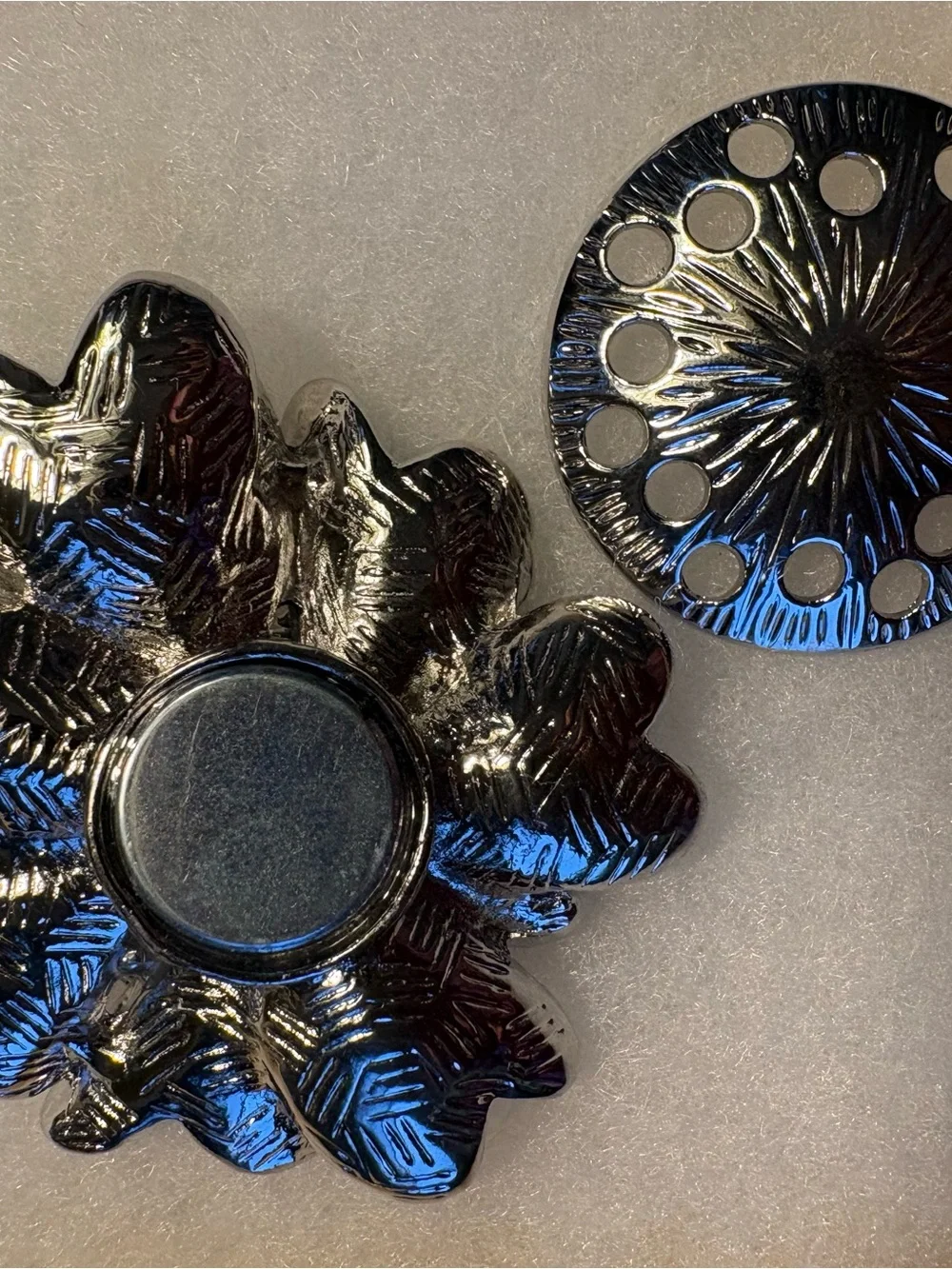 Magnetic Fastener Blue Floral Pin Brooch